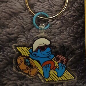 NWOT The Smurfs Boy Surfing Smurf Cartoon Character Acrylic Keychain #34